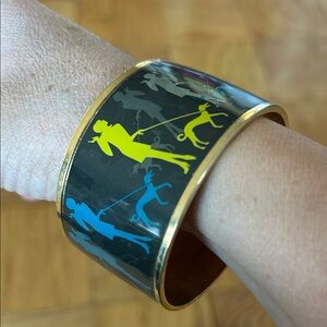 Henri Bendel Gold and Black Silhouette Cuff